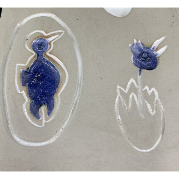 Bennington Pottery Trivet Tile #1535 Eggs Chicks Easter Spring Blue White 7.75" - Picture 4 of 14